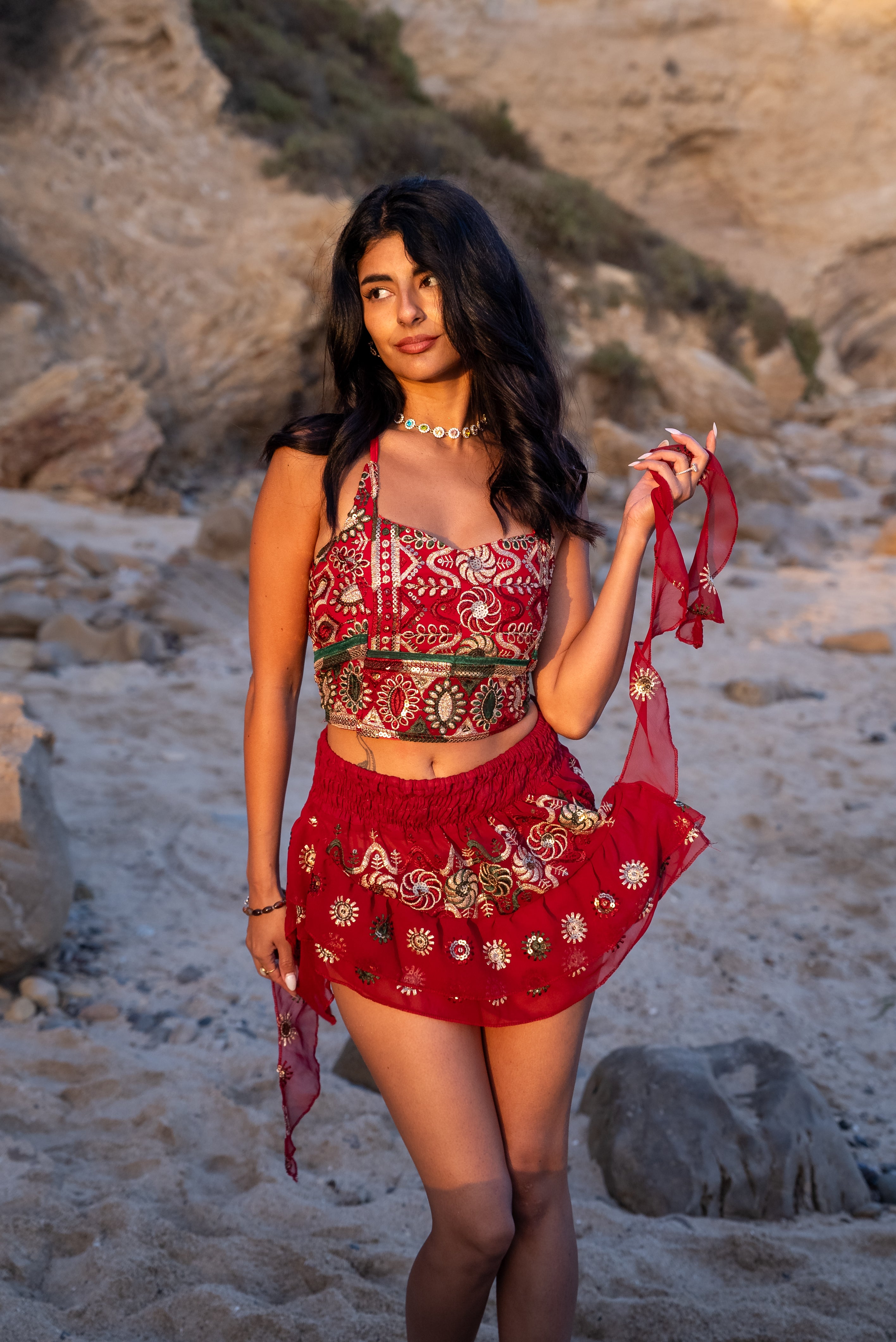 Fire Heart Shakti Mini Skirt Set