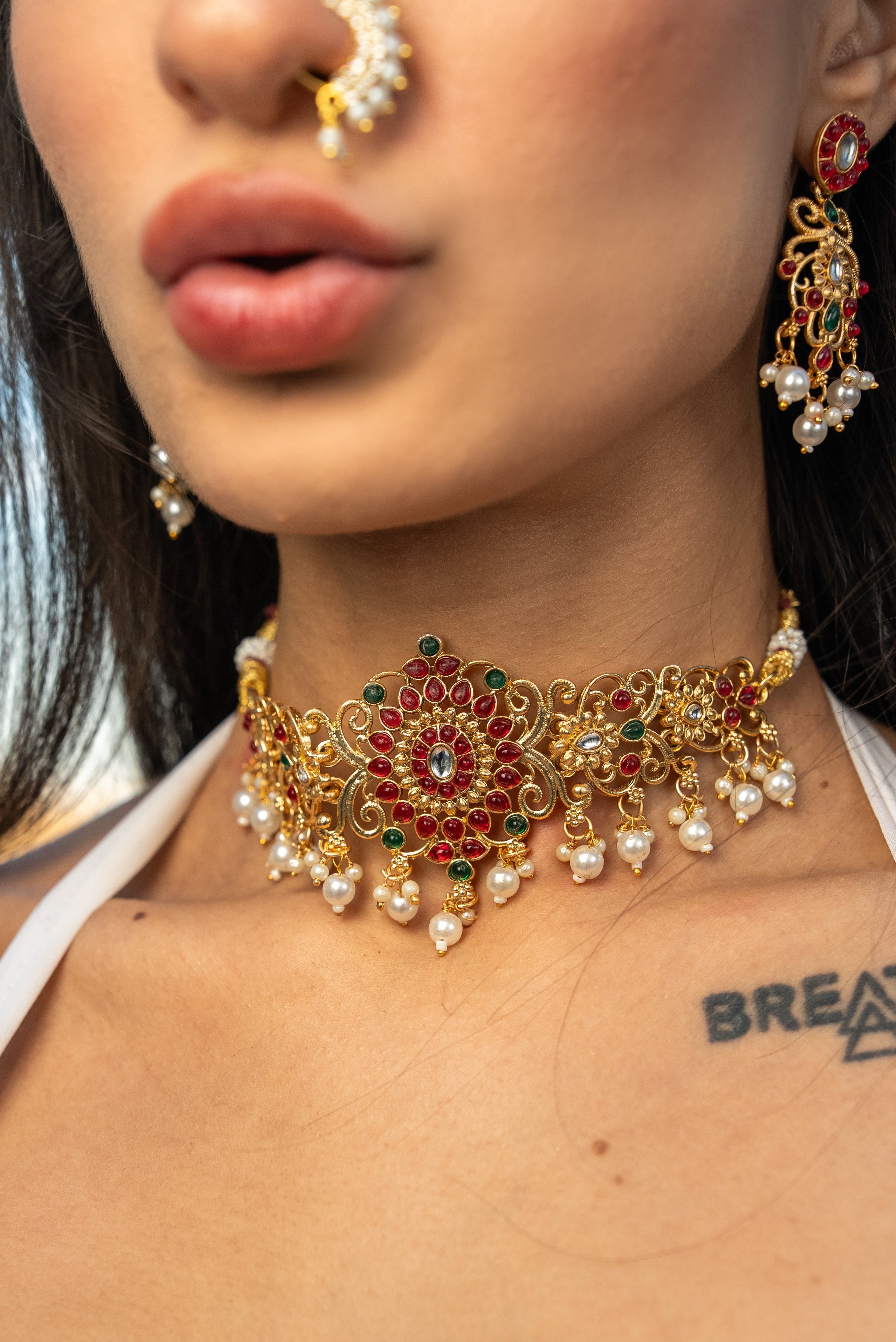 Emerald Ruby Necklace Set