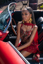 Load image into Gallery viewer, fire lotus ruffle mini skirt set
