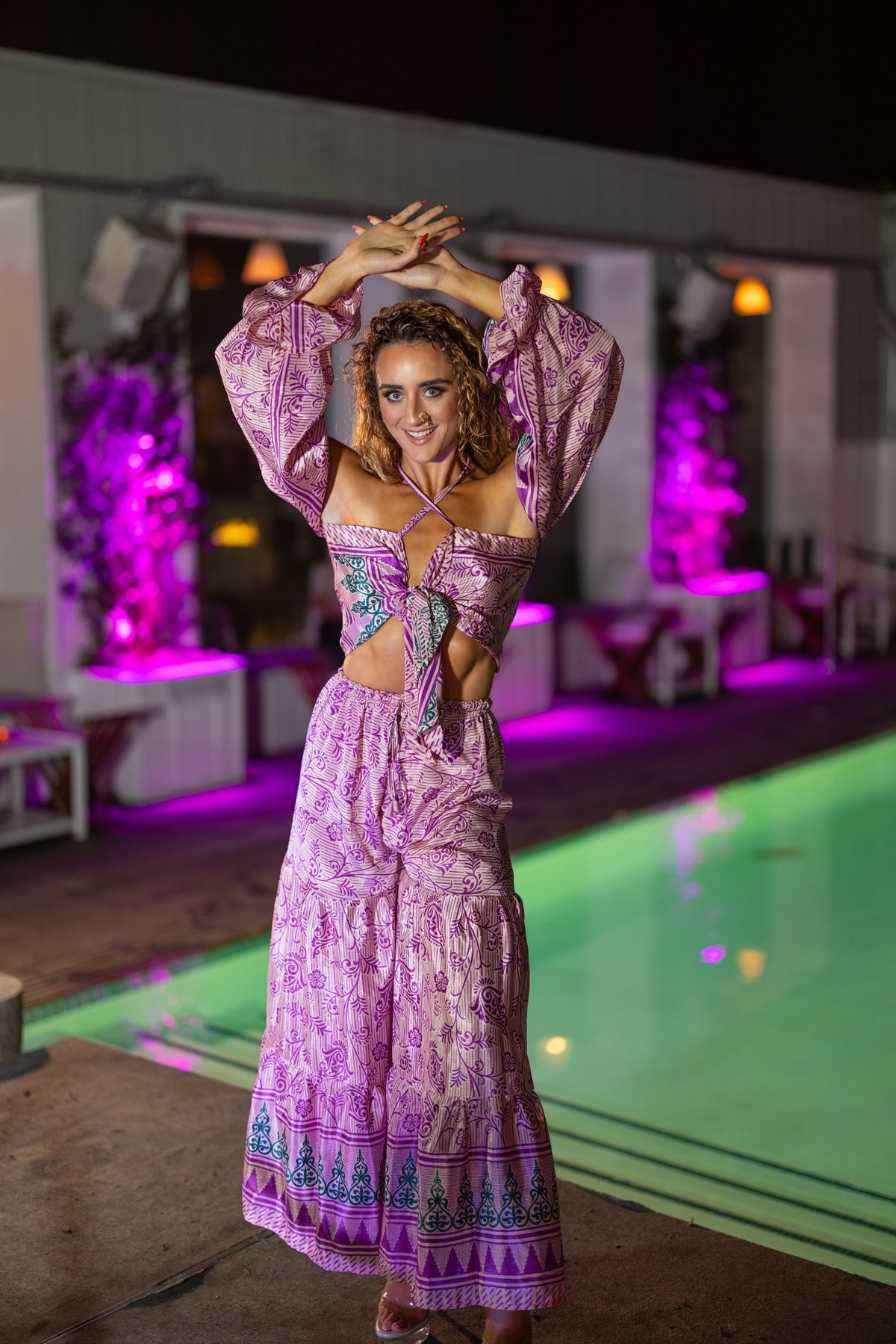 Pastel Bloom Sharara Pants Set
