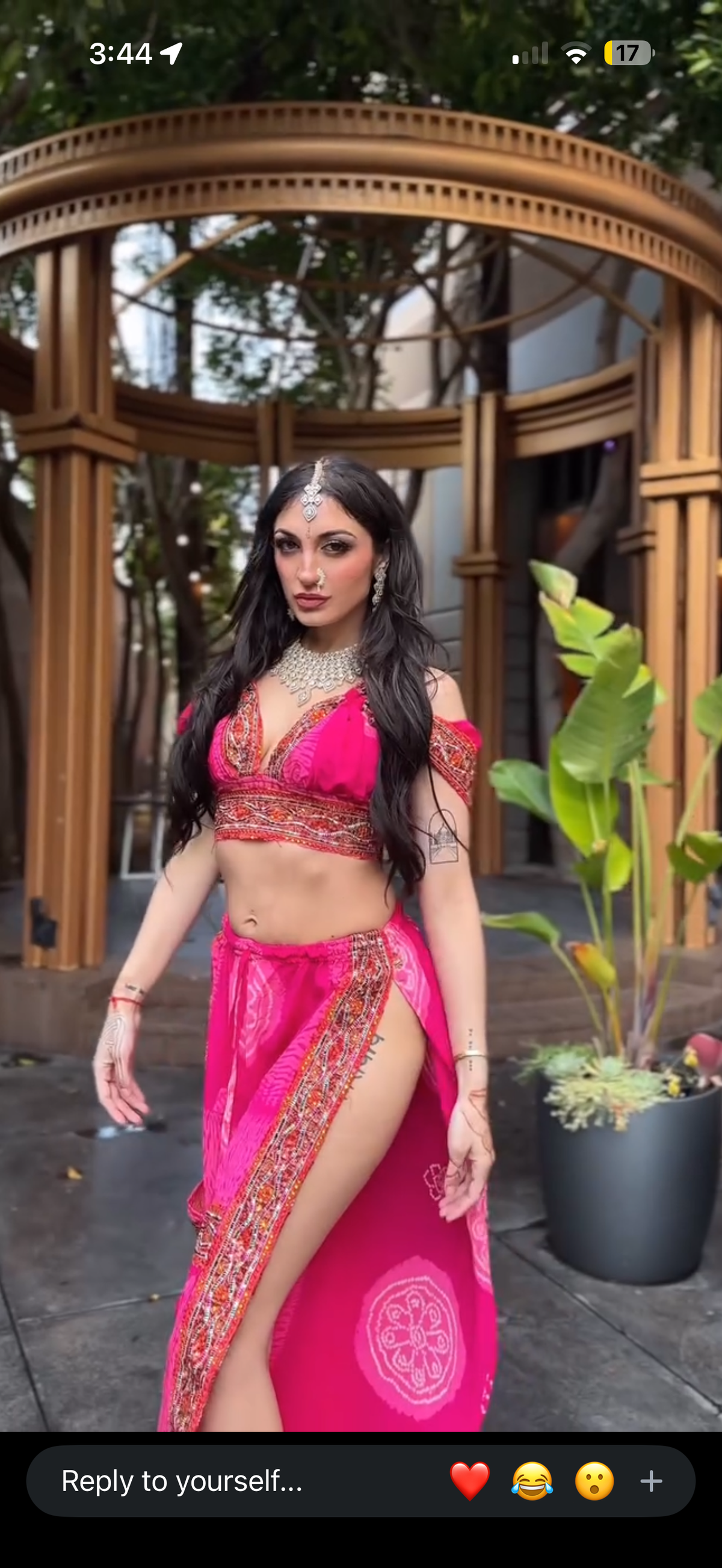 Pink Bandhani Lotus Jasmine Set