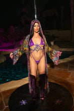 Load image into Gallery viewer, Purple garden Hoodie Kimono
