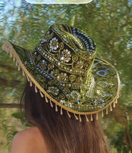 Load image into Gallery viewer, Olive Velvet Cowboy Hat
