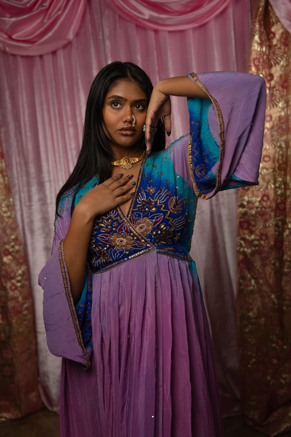 Lavender Dreams Anarkali Kimono Dress