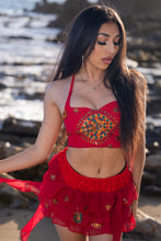 Load image into Gallery viewer, Fire Lotus Ruffle Mini Skirt Set
