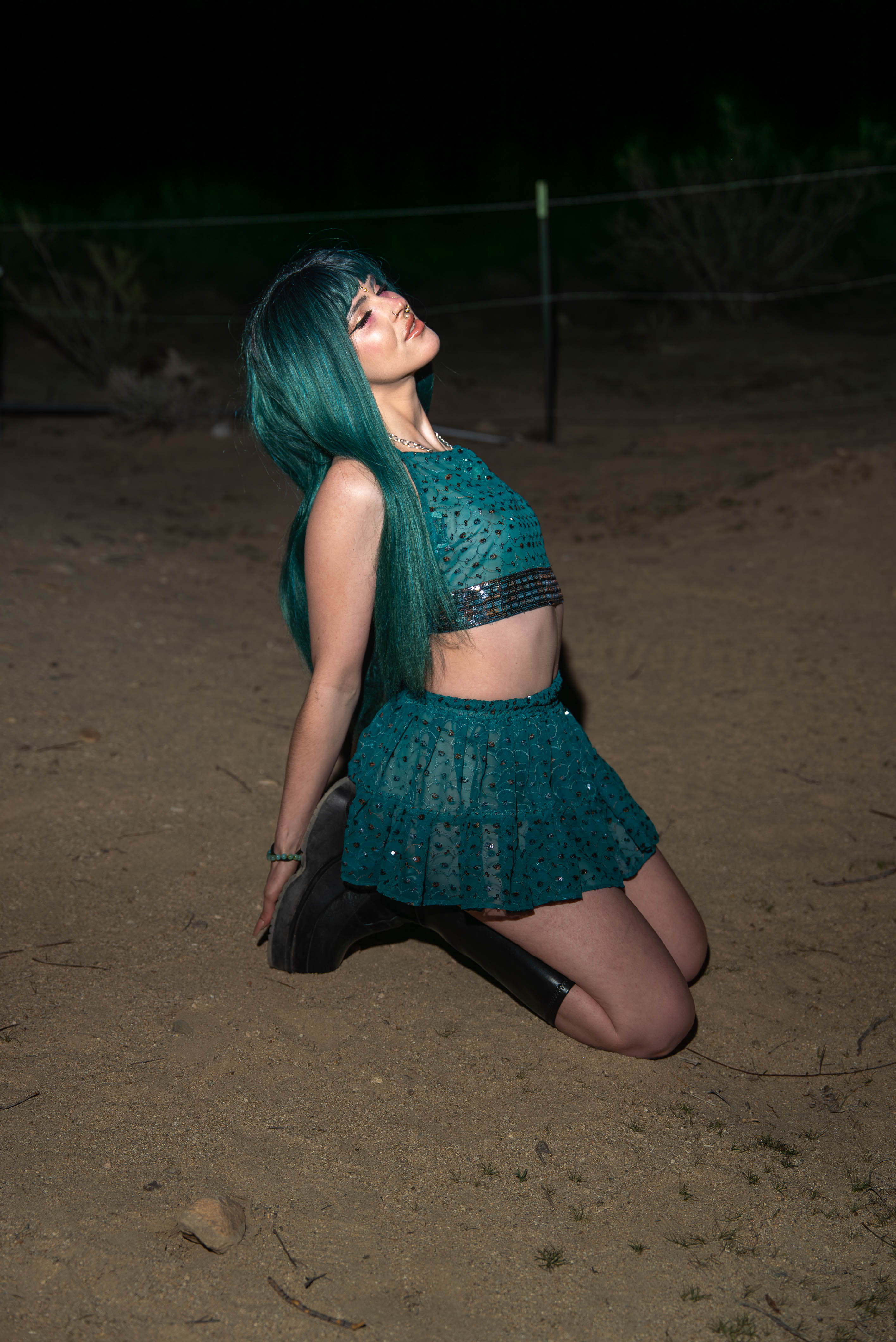 teal mystic Micro Mini Gehr Skirt Set