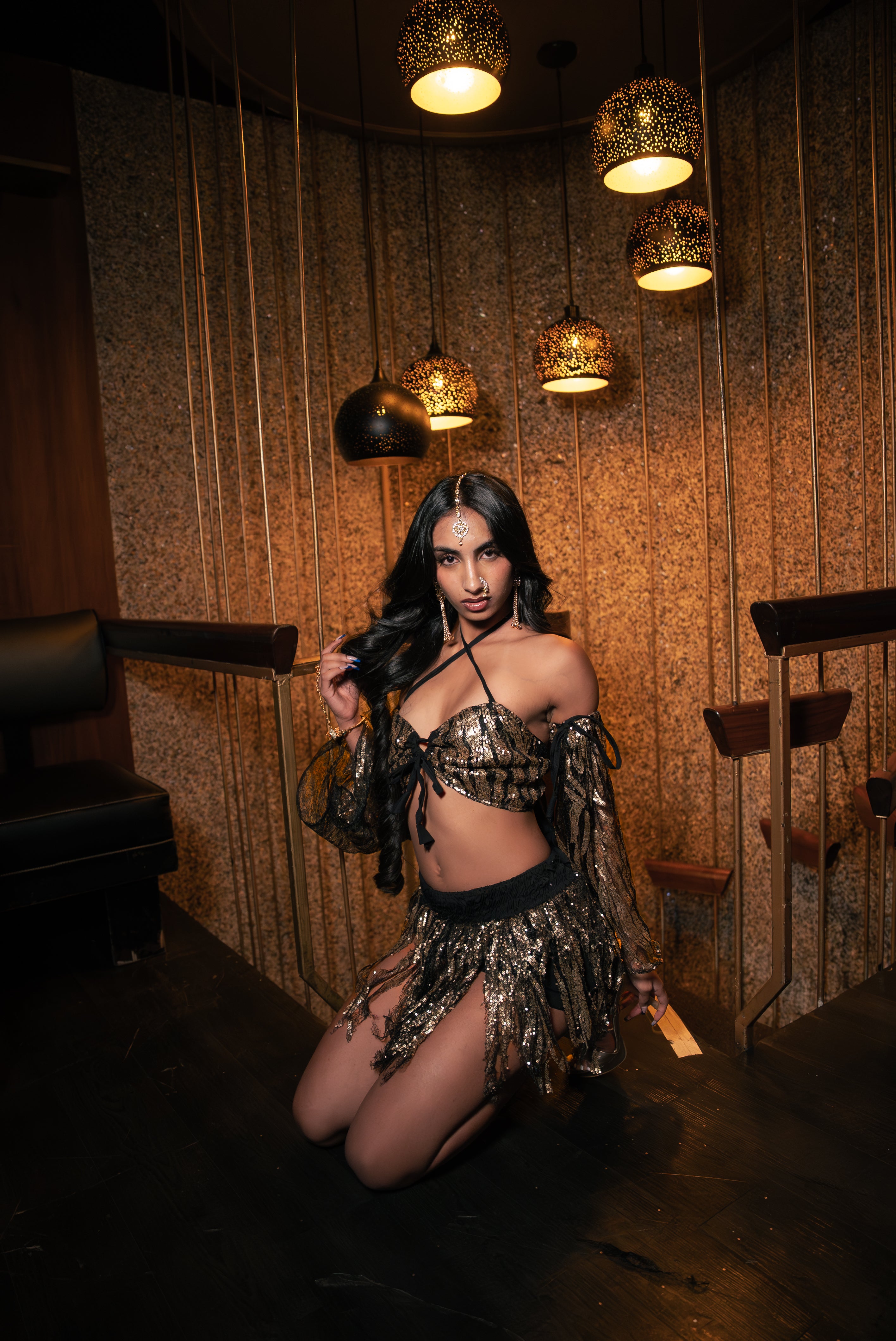 Golden Moonlight Jungle Mini Skirt Set