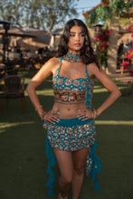 Load image into Gallery viewer, Blue lotus ruffle skirt set

