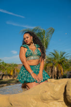 Load image into Gallery viewer, Teal Mermaid Micro Mini skirt set
