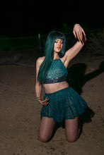 Load image into Gallery viewer, teal mystic micro mini skirt set
