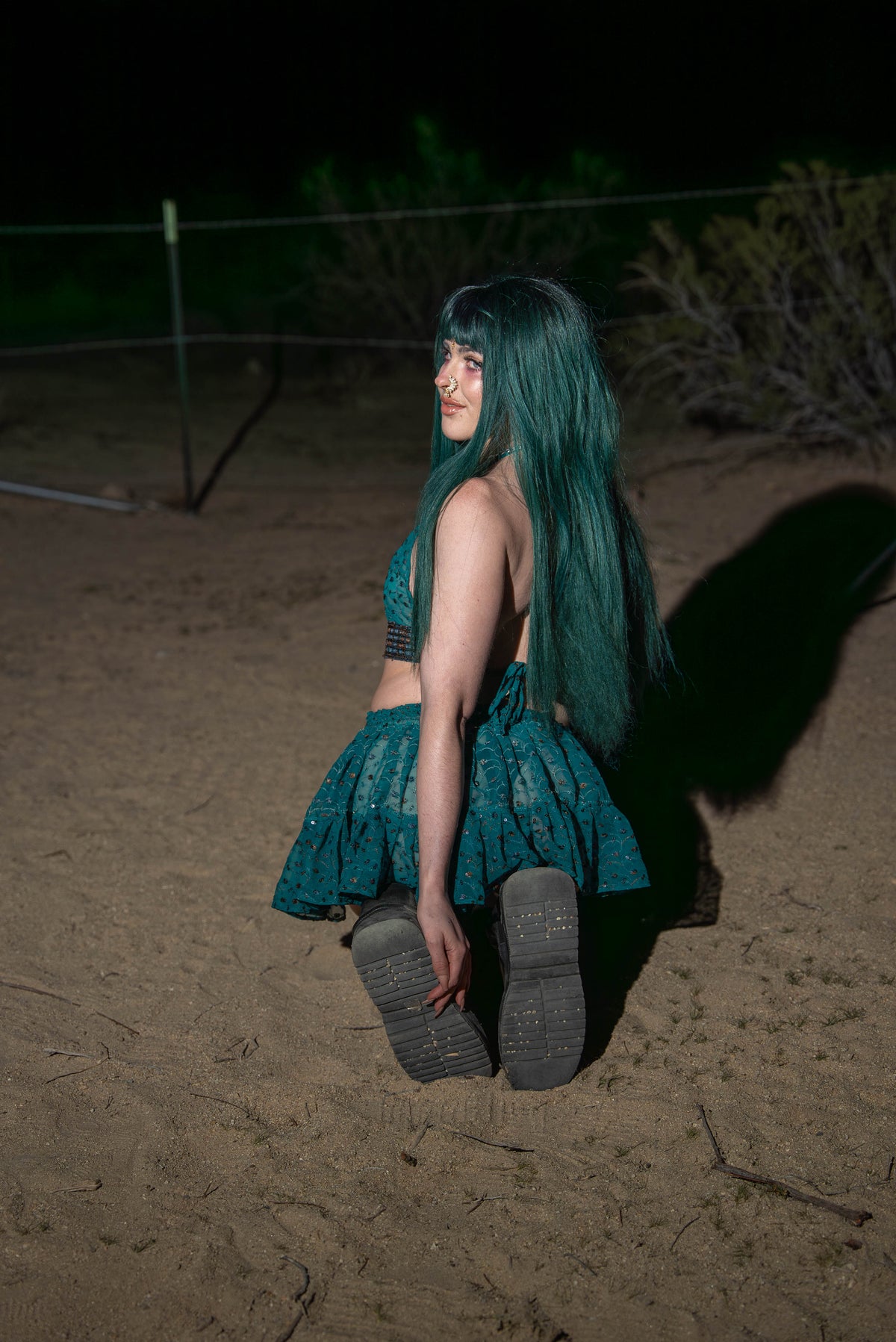 teal mystic Micro Mini Gehr Skirt Set
