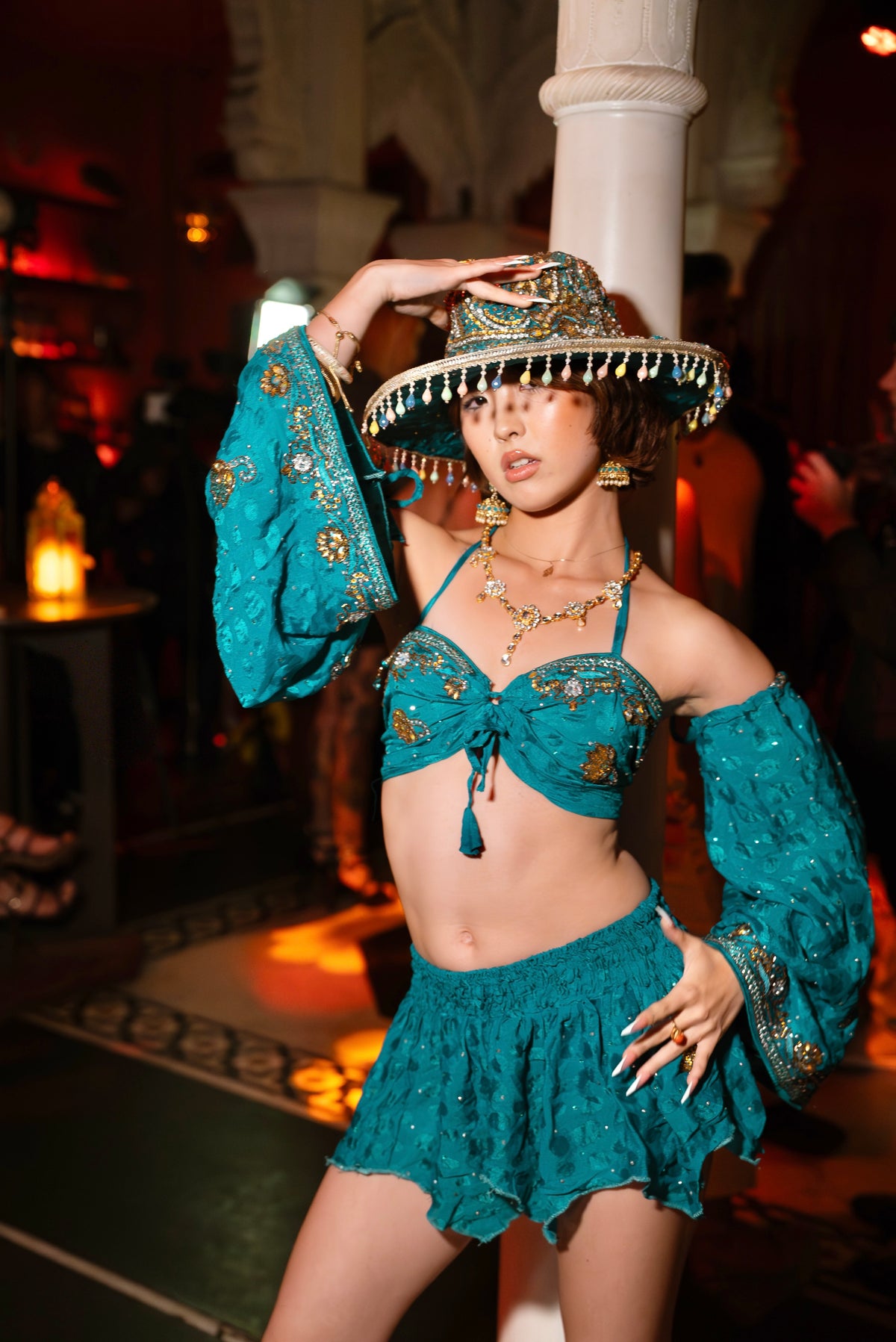 Turquoise Alchemy Lotus Mini Skirt Set