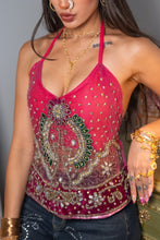 Load image into Gallery viewer, Fuscia lotus Saree Top
