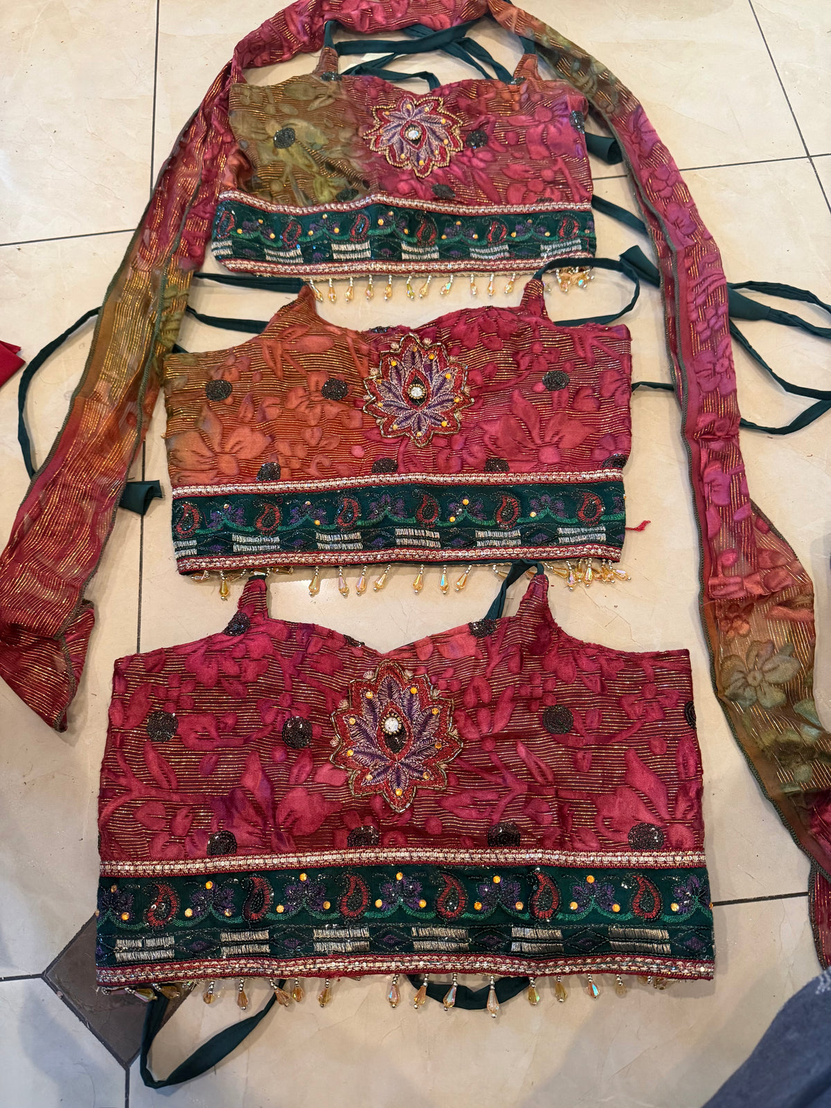 Cosmic Jungle Rani Saree Crop Top