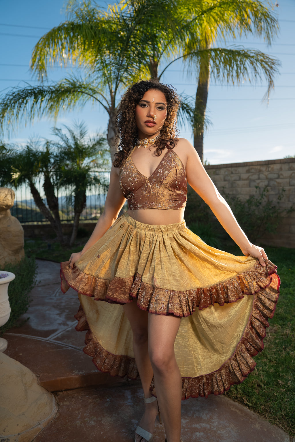 Golden Sahara Midi Bollywood Set