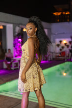 Load image into Gallery viewer, Gold Lotus Mini Magic Dress
