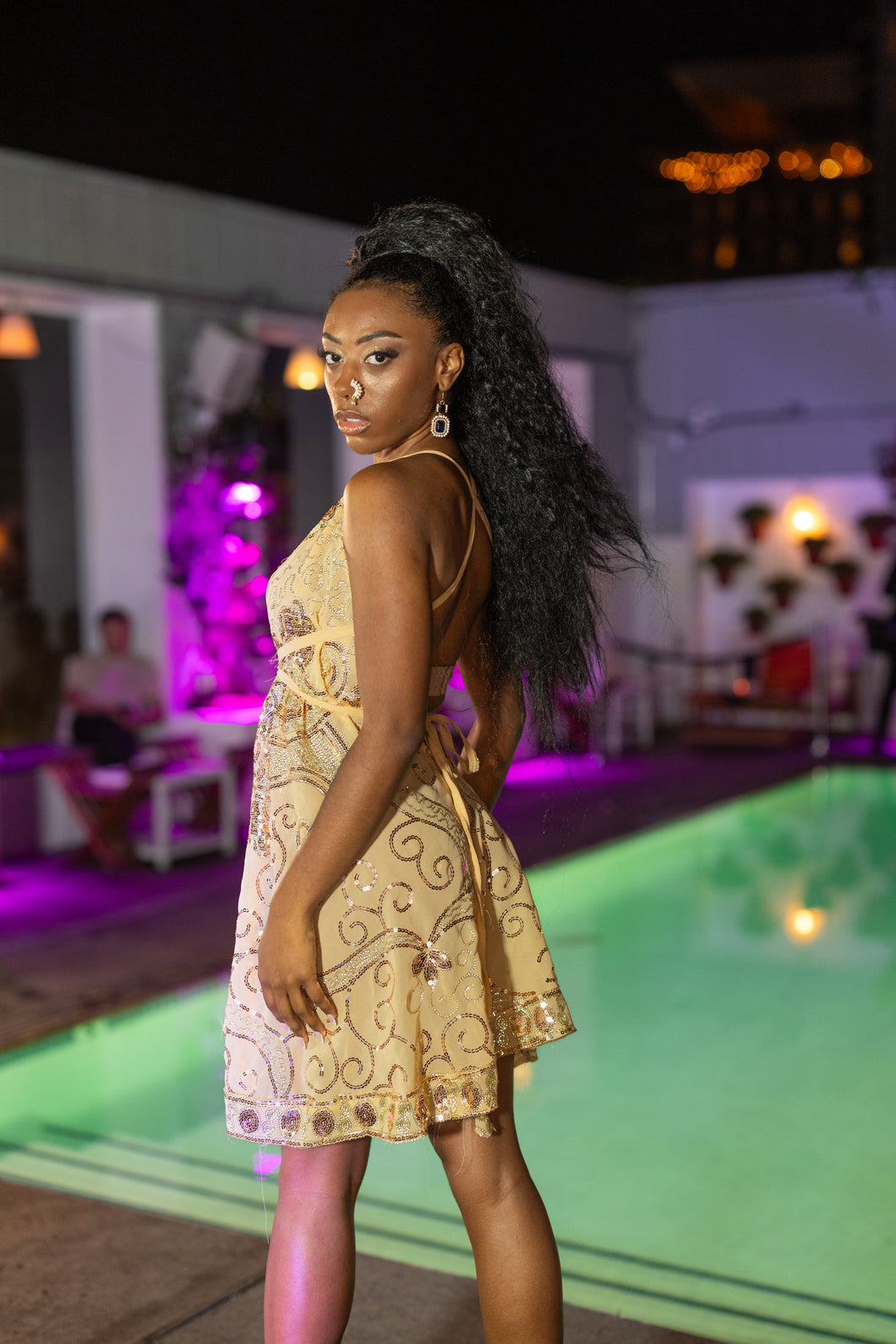 Gold Lotus Mini Magic Dress