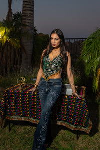 Emerald Venus Velvet Sequin Top