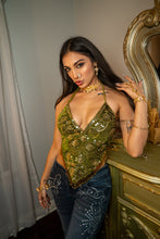 Load image into Gallery viewer, Olive Velvet Fairy Venus Sequin Top
