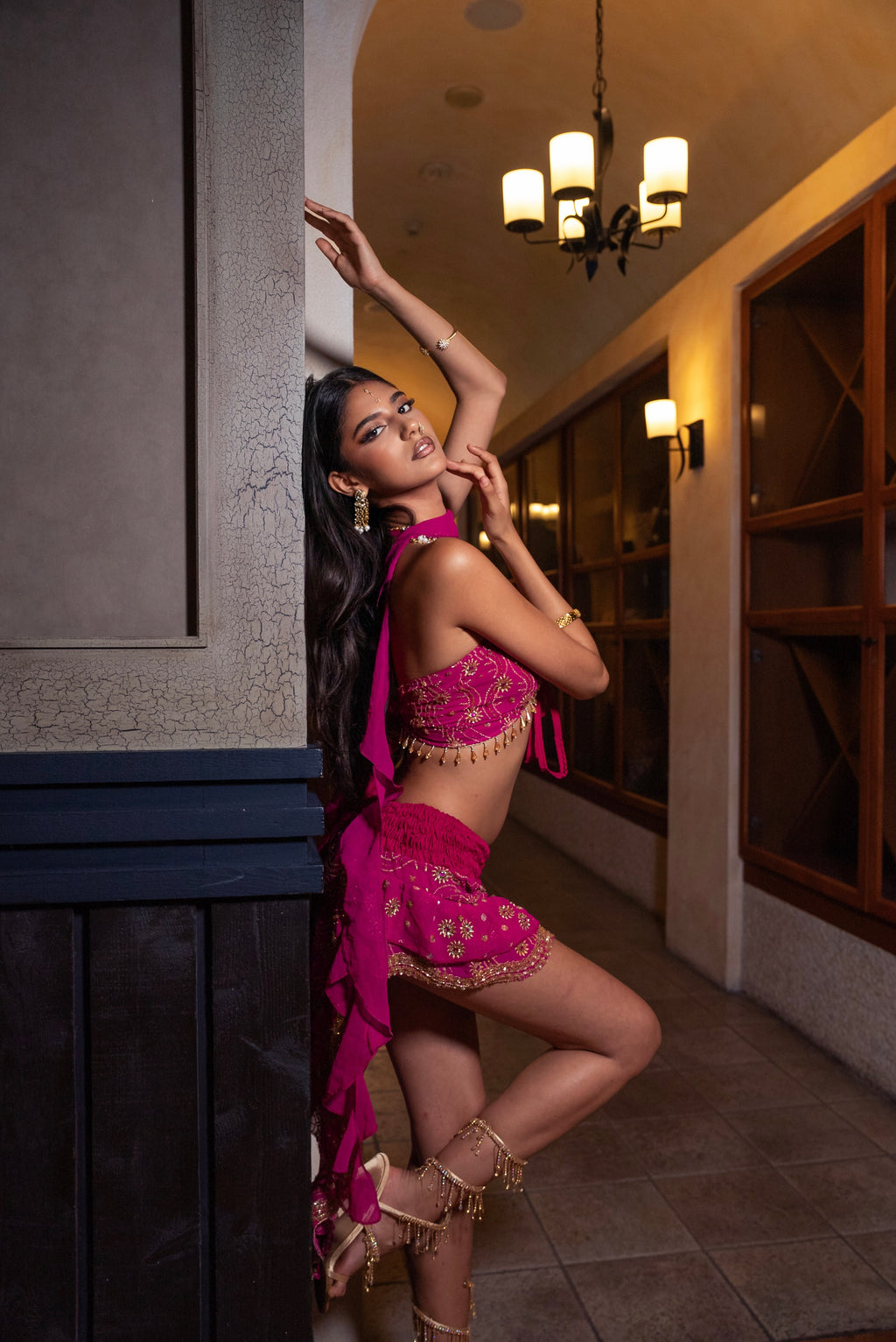 Pink Lotus Jalpari Skirt Set