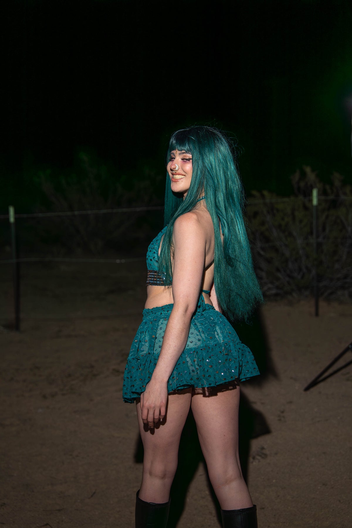 teal mystic Micro Mini Gehr Skirt Set