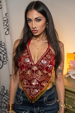 Load image into Gallery viewer, Ruby Velvet Venus Fringe Top
