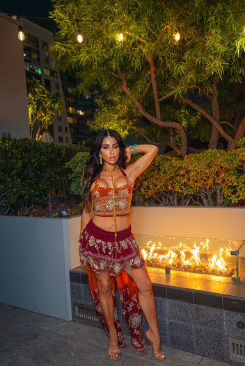 Fire goddess butterfly skirt set