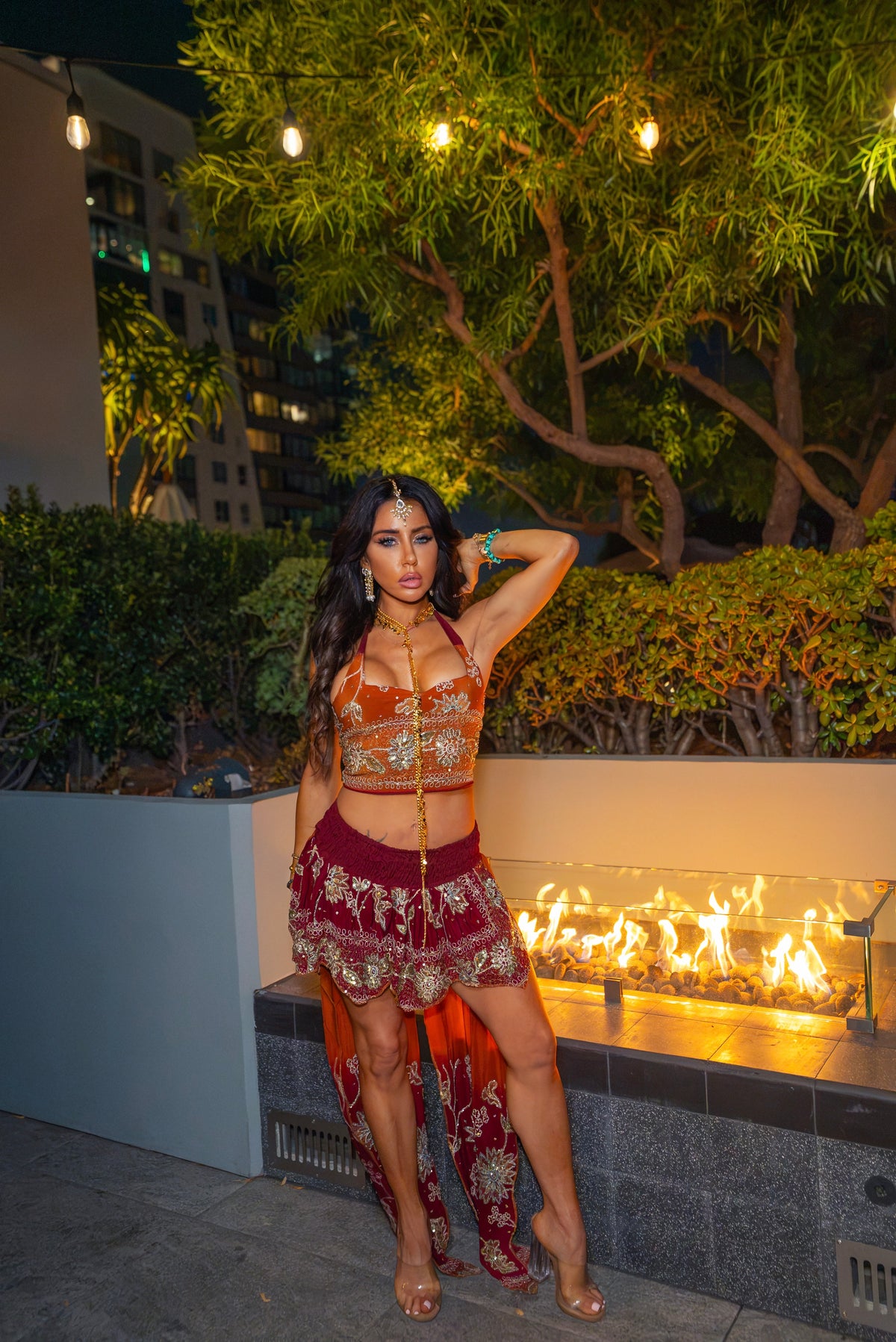 Fire goddess butterfly skirt set