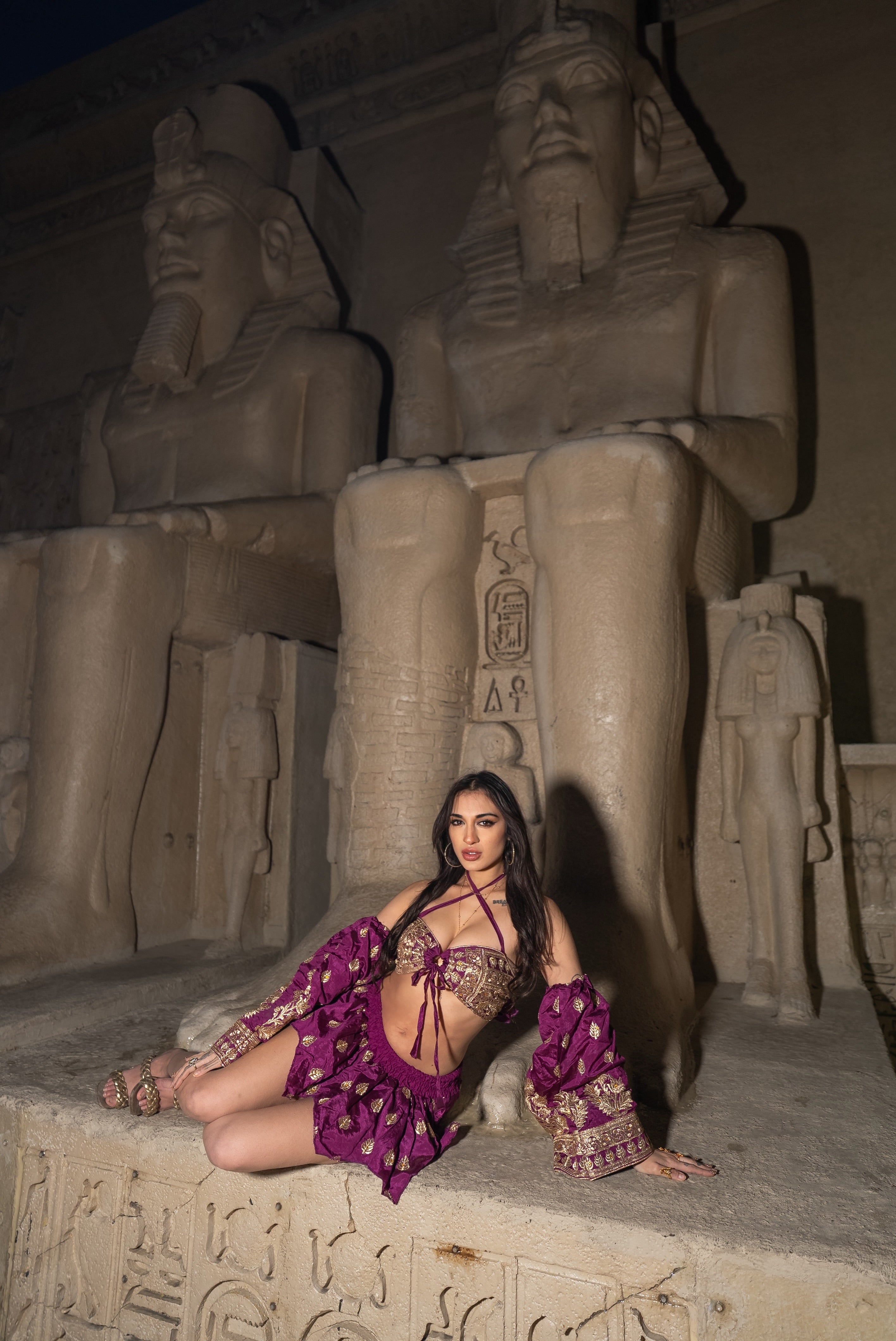 Golden Amethyst Lotus Mini Skirt Set