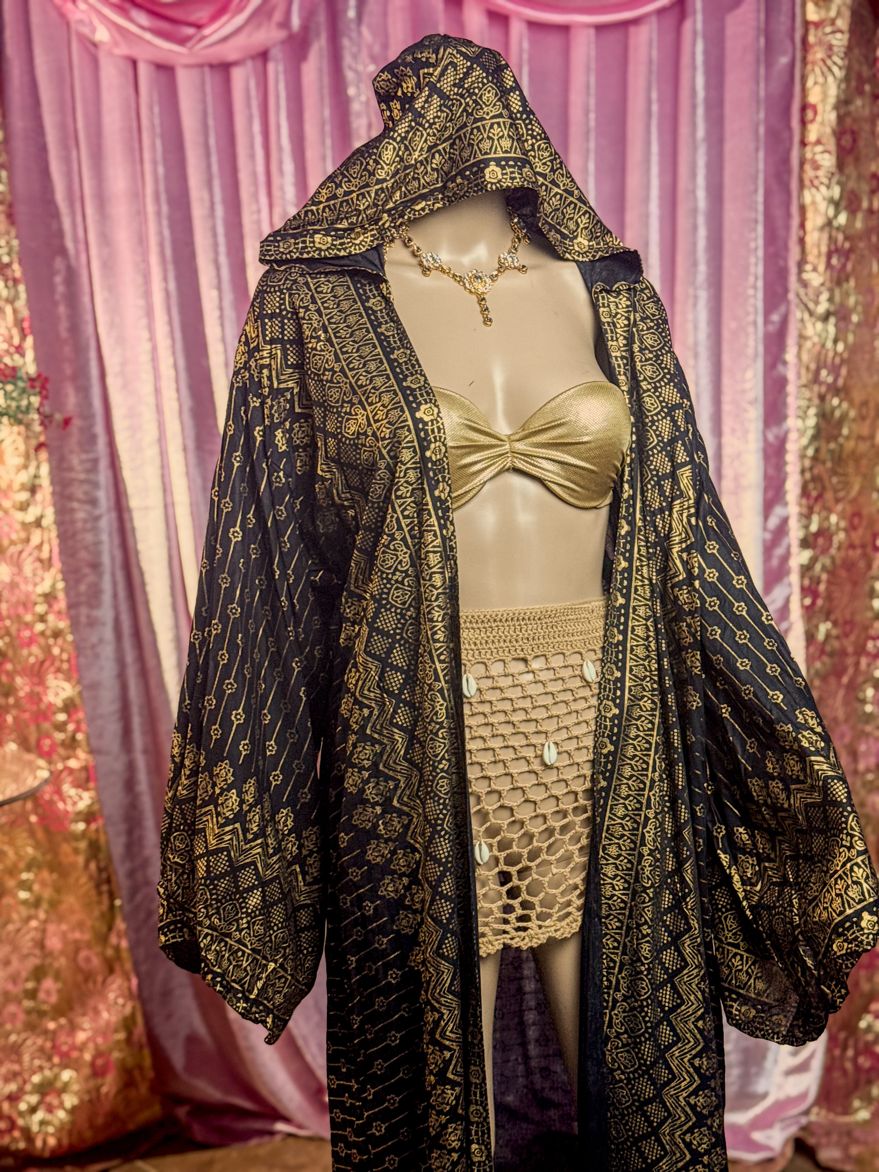 Black Lotus Kimono with hood