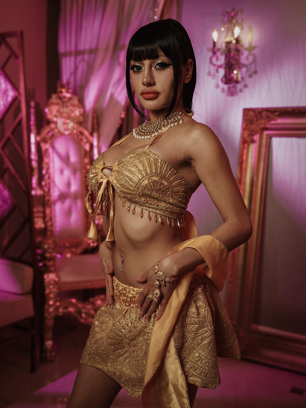 Golden Goddess Lotus Mini Skirt Set