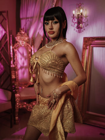 Golden Goddess Lotus Mini Skirt Set