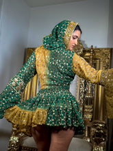 Load image into Gallery viewer, Golden Emerald Princess Micro Mini Skirt Set
