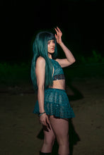 Load image into Gallery viewer, teal mystic micro mini skirt set
