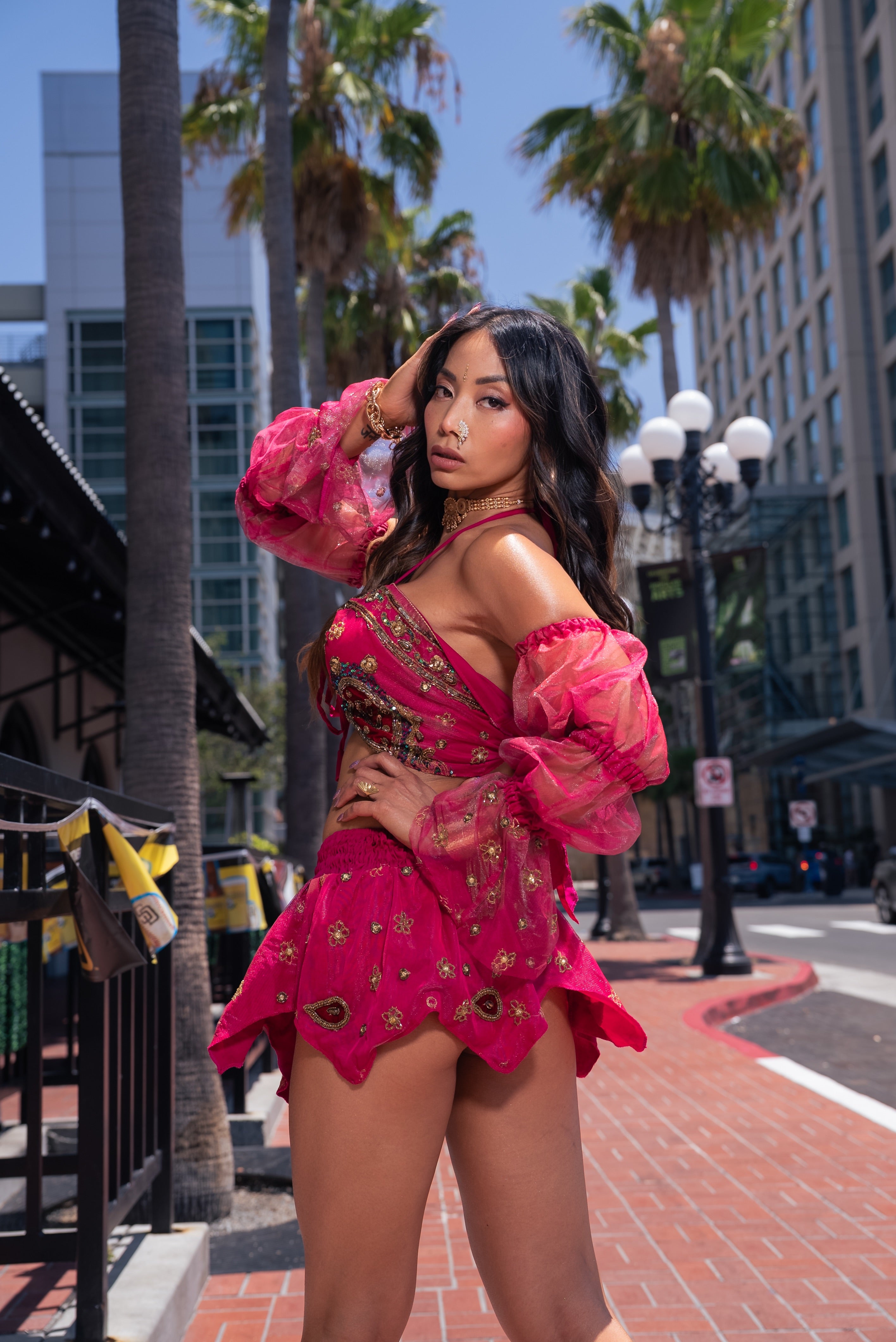 Rose Quartz Princess Lotus Mini Skirt Set