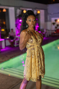 Gold Lotus Mini Magic Dress