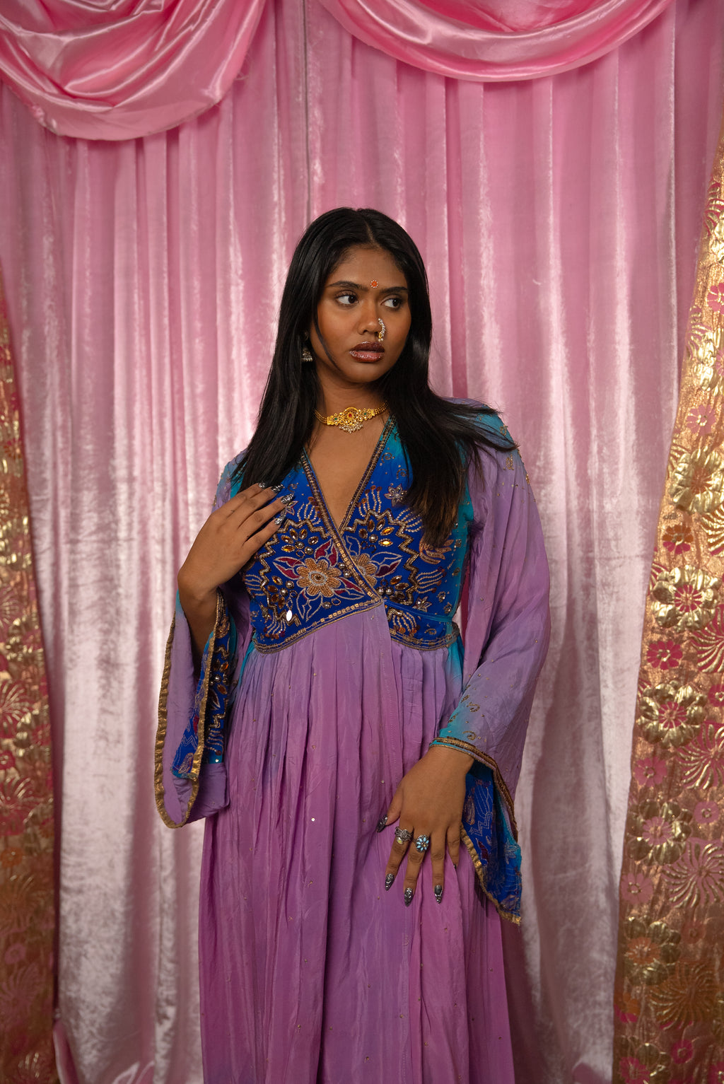 Lavender Dreams Anarkali Kimono Dress