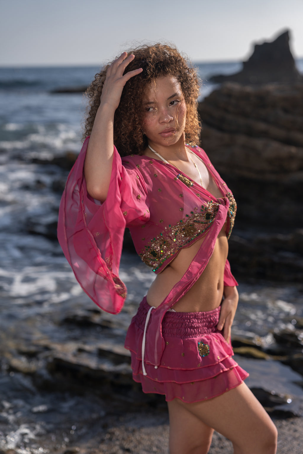 Bohemian Rose Ruffle Skirt Set