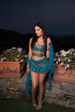 Load image into Gallery viewer, Blue Sun Shakti Mini Skirt Set
