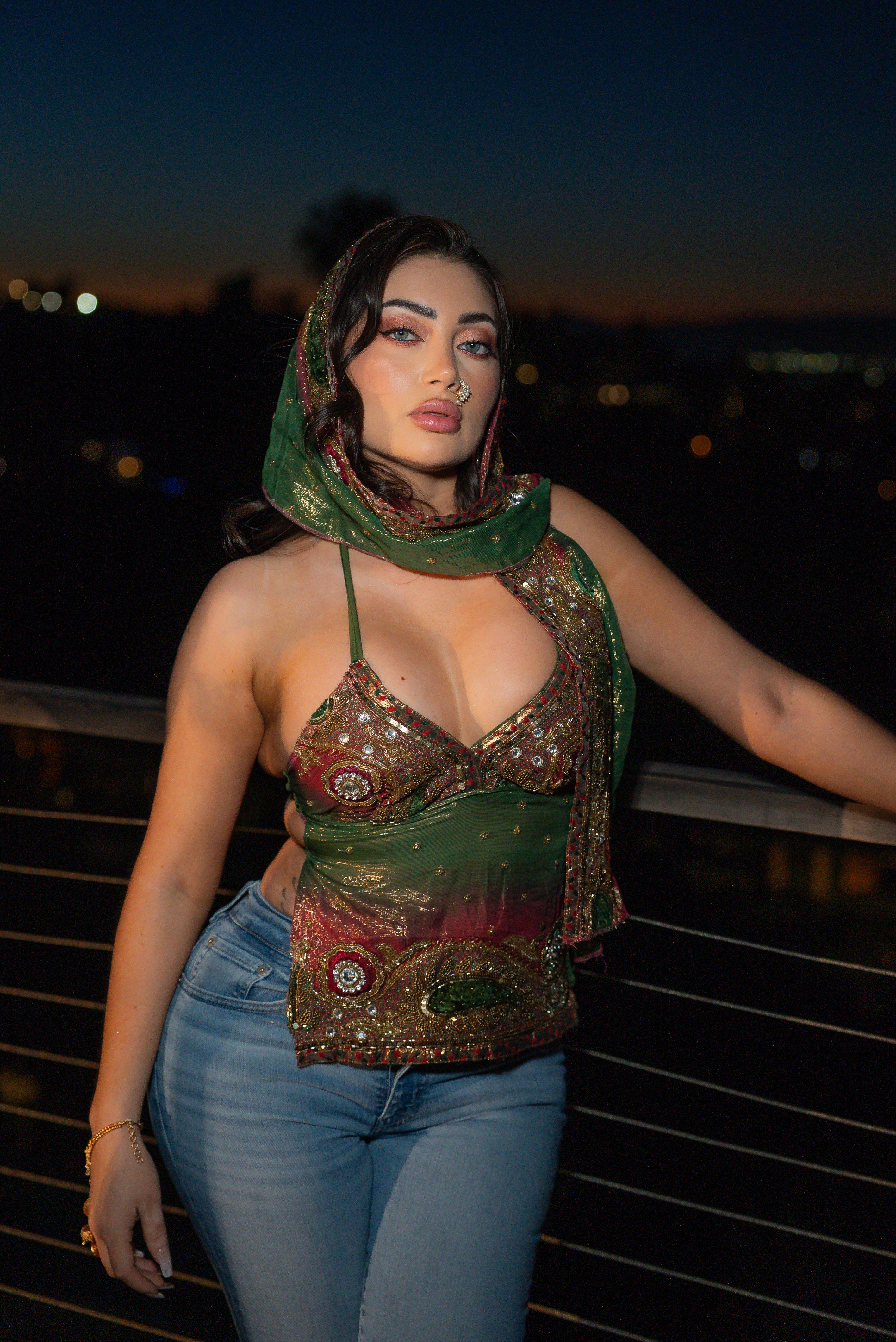 Golden dragon saree top (no scarf)