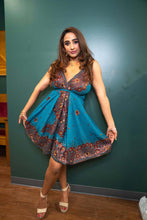 Load image into Gallery viewer, Turquoise Lotus Mini Magic Dress

