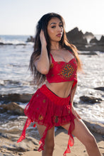 Load image into Gallery viewer, Fire Lotus Ruffle Mini Skirt Set
