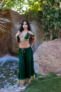 Emerald Gold Sharara Pants Set