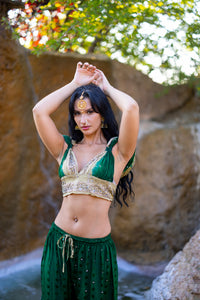 Emerald Gold Sharara Pants Set