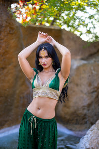 Emerald Gold Sharara Pants Set