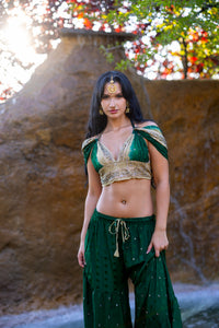 Emerald Gold Sharara Pants Set