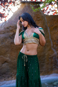 Emerald Gold Sharara Pants Set