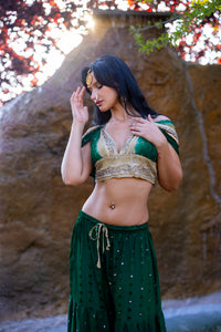 Emerald Gold Sharara Pants Set
