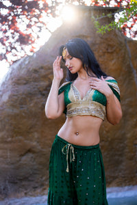 Emerald Gold Sharara Pants Set