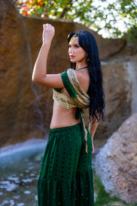 Emerald Gold Sharara Pants Set